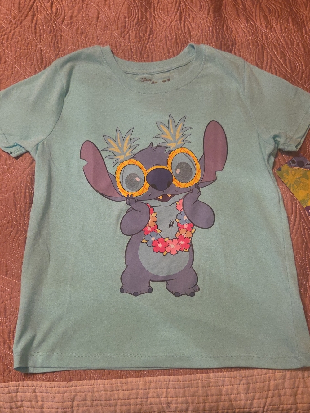 Disney Girls' Aqua Stitch Pineapple Graphic Tee